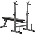 Adjustable Foldable Weight Bench with Barbell Rack & Dip Station for Home Gym - Black and Grey
