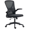 Ergonomic Mesh Office Chair with Flip-up Armrests, Lumbar Support & Swivel Wheels - Black
