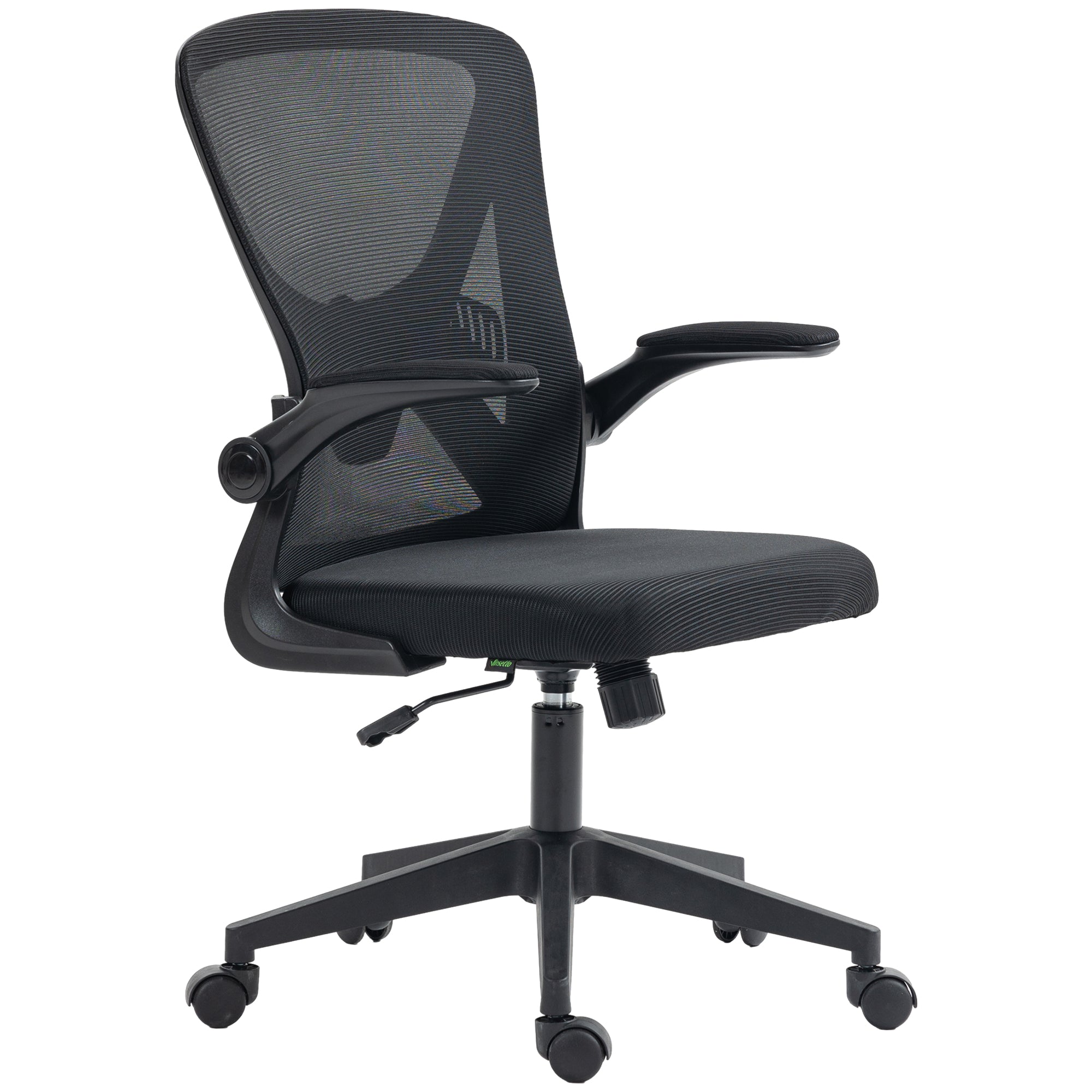 Mesh Office Chair with Flip-up Armrests, Ergonomic Computer Desk Chair with Lumbar Support and Swivel Wheels, Black