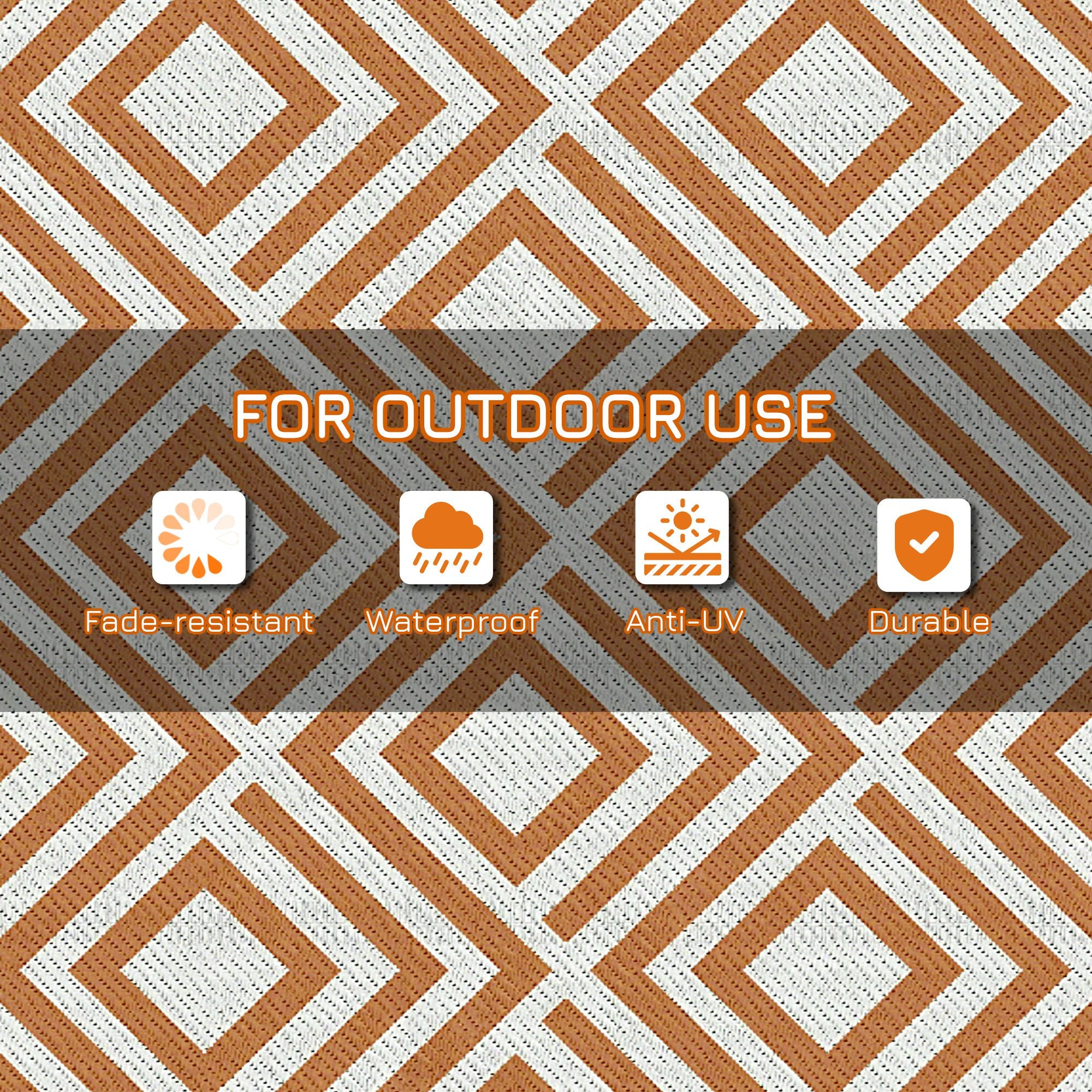 Reversible Outdoor Rug with Carry Bag and Ground Stakes, Waterproof Plastic Straw Mat for Backyard, Deck, RV, Picnic, Beach Brown & White