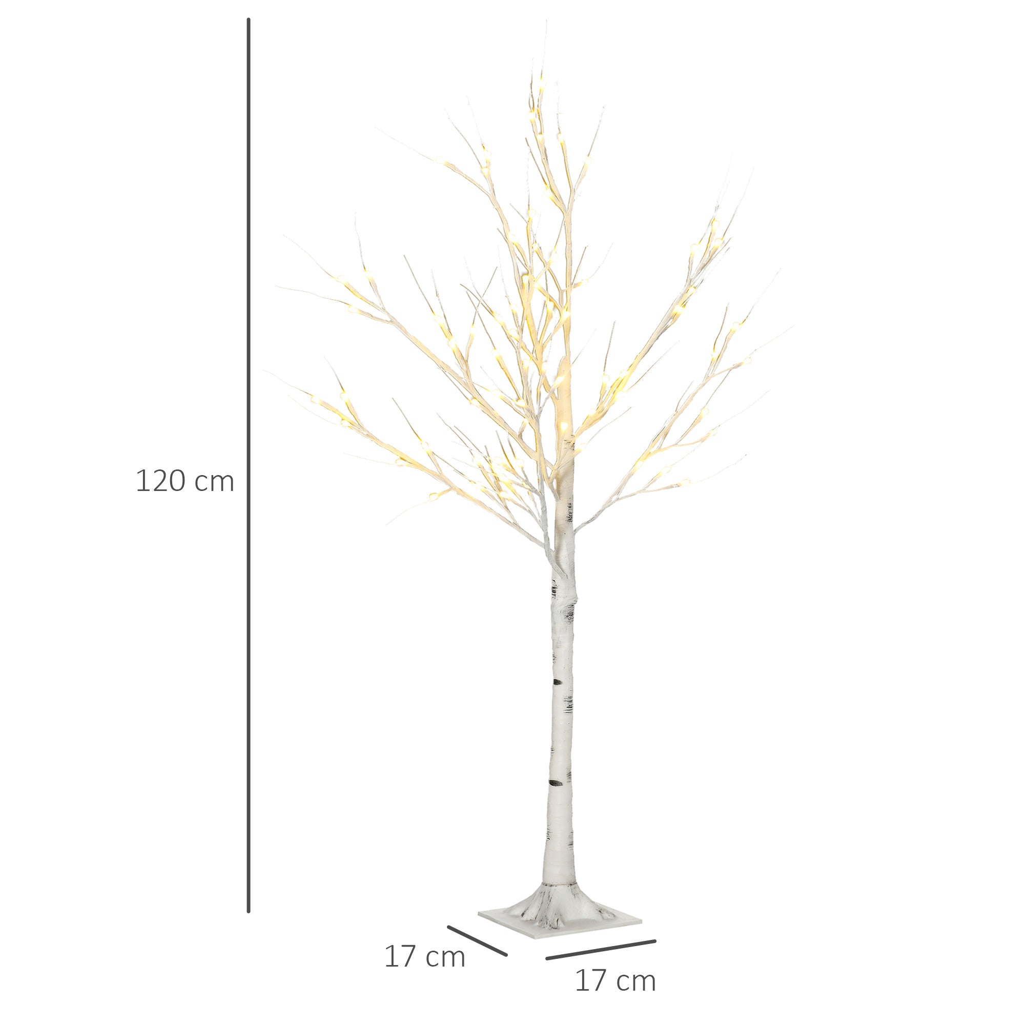 4ft Artificial White Birch Tree with 72 Warm White LED Lights - White