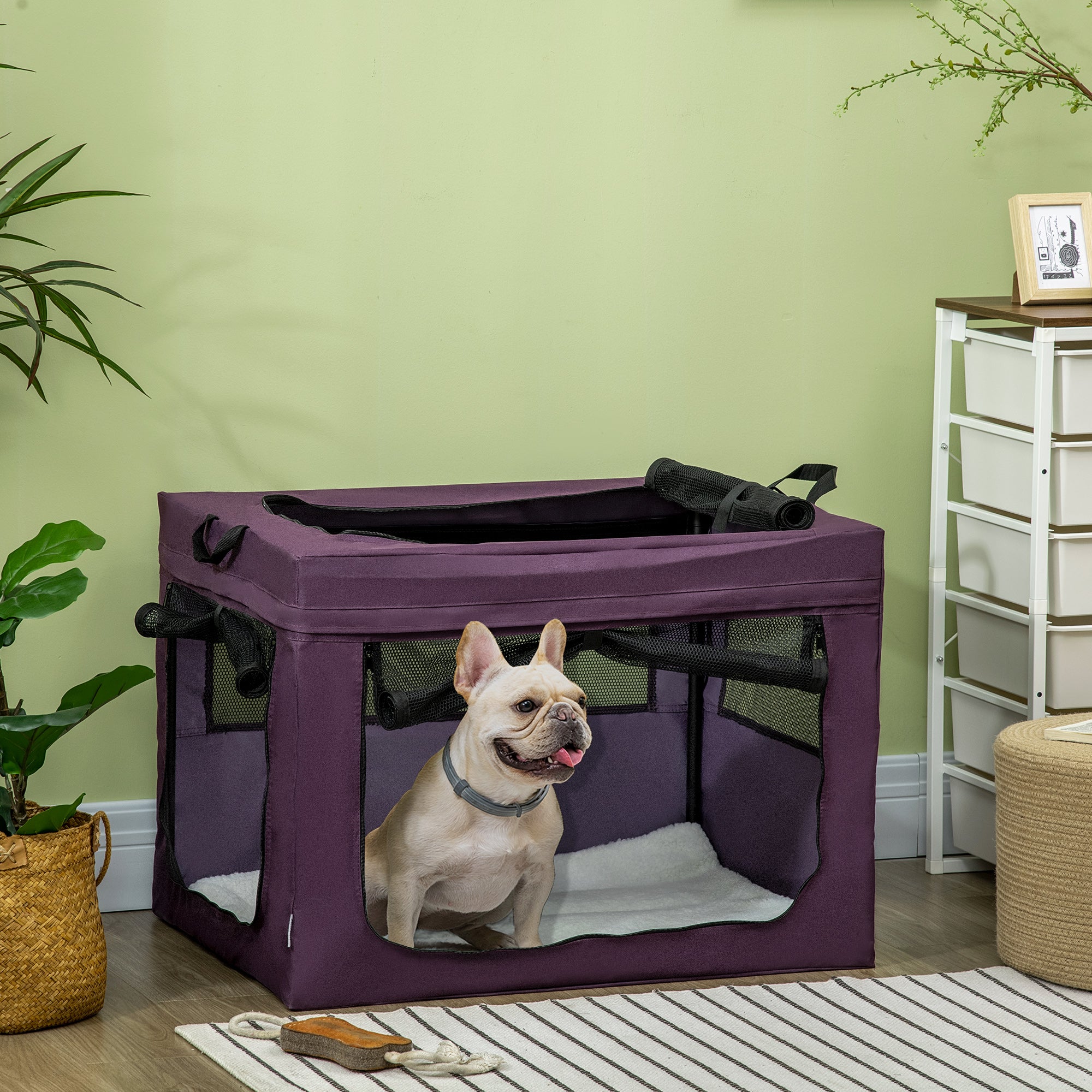 Pet Carrier Portable Cat Carrier Foldable Dog Bag for Small and Medium Dogs, 79.5 x 57 x 57 cm, Purple