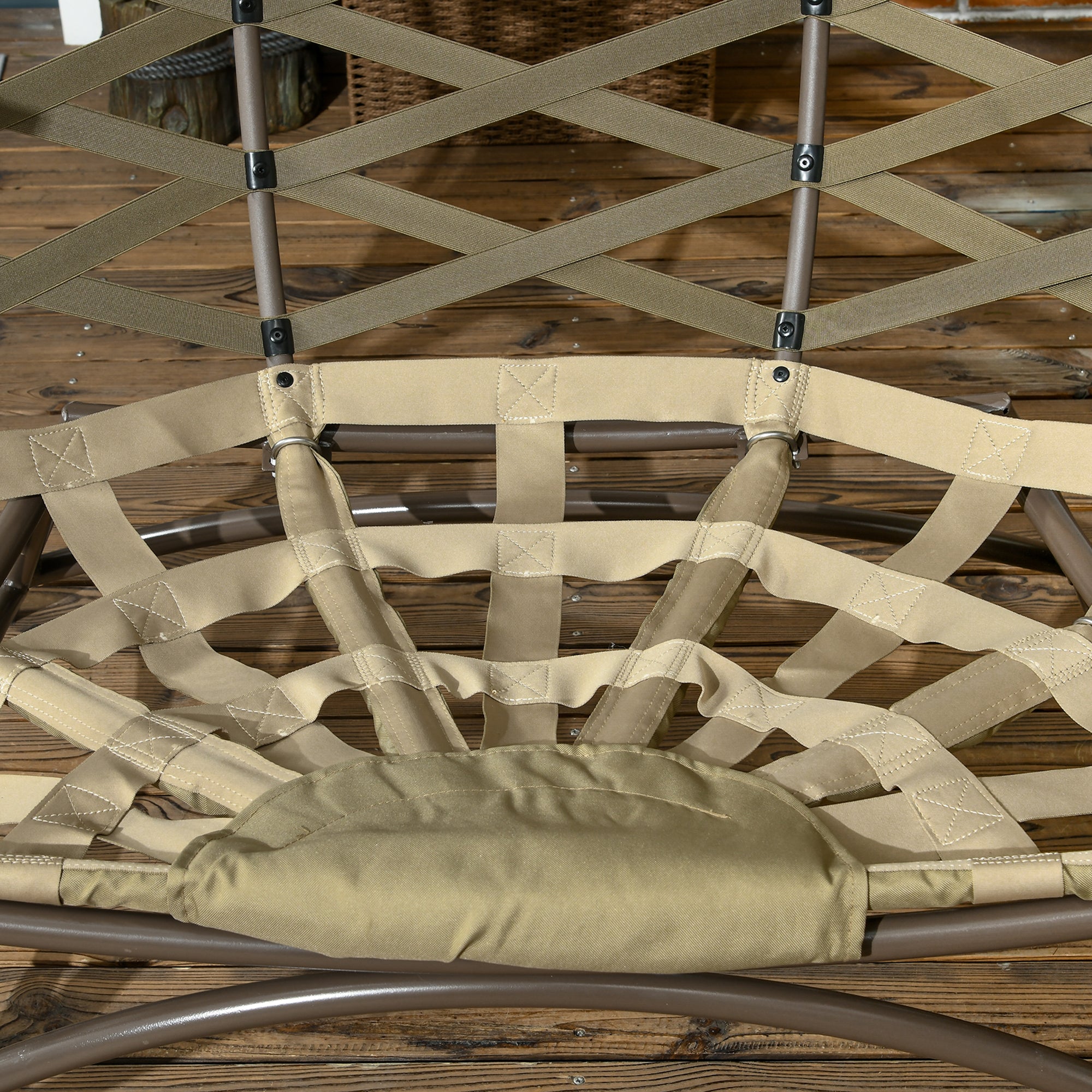2 Seater Outdoor Egg Chair with Cushions and Cup Holders - Khaki