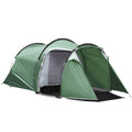 3 Person Tunnel Camping Tent with Sewn-in Groundsheet - Green