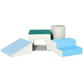 Kids 4-Piece Soft Play Foam Climber Set for Toddlers 1-3 Years - Light Grey Blue Green