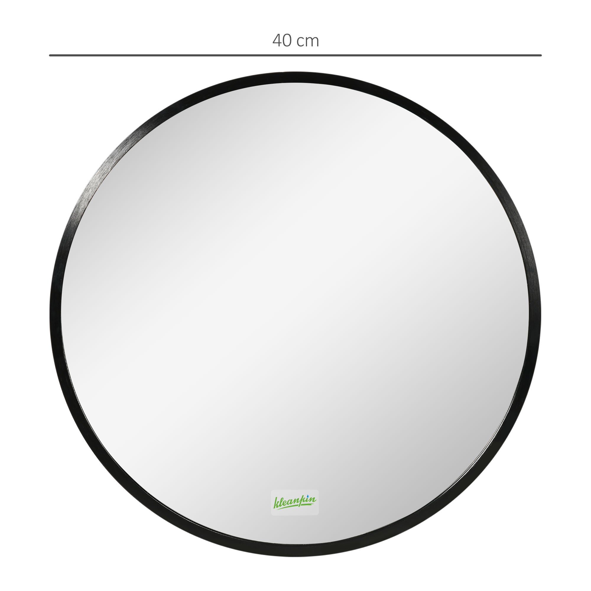 Round Bathroom Mirror, Modern Wall-mounted Makeup Mirror with Aluminium Frame for Washroom Living Room, Black, 40x40 cm