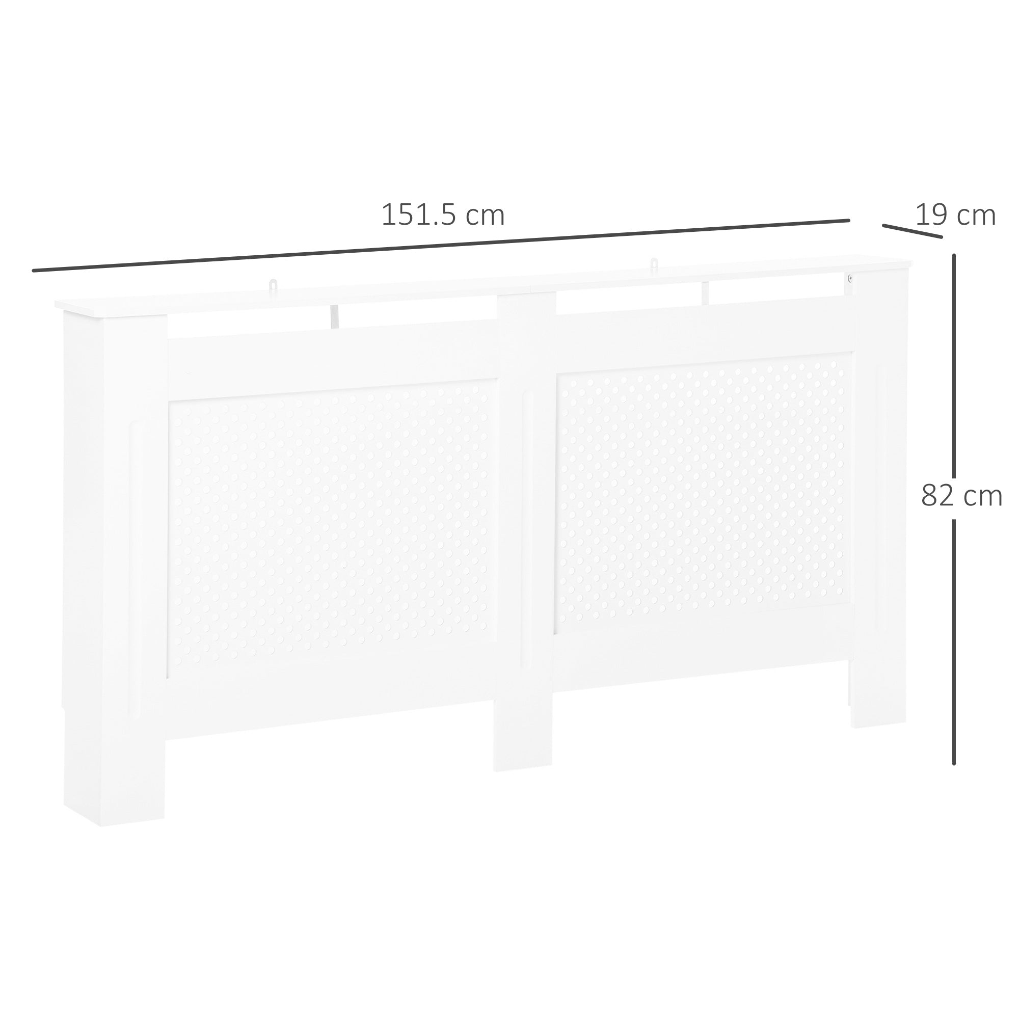 Wooden Radiator Cover Heating Cabinet Modern Home Furniture Grill Style White Painted (Large)