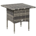 Rattan Side Table with Steel Frame and Plastic Top - Mixed Grey