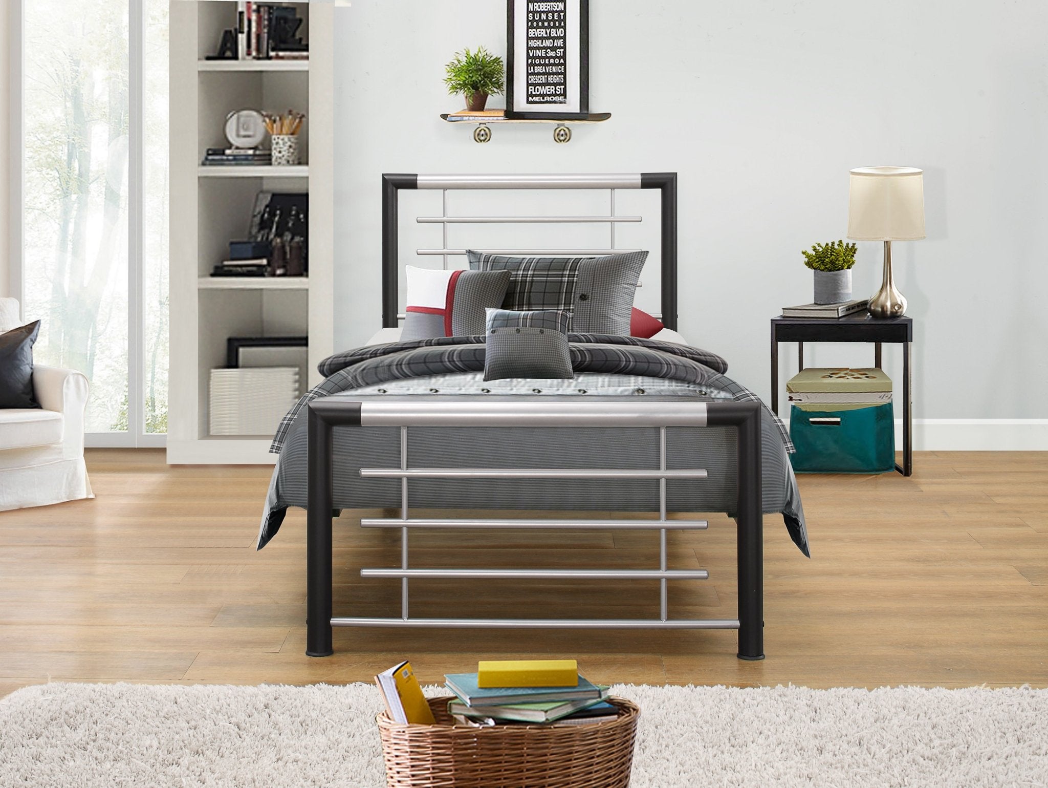 Faro Single Bed - Black & Silver - Bedzy UK modern and affordable home furniture England