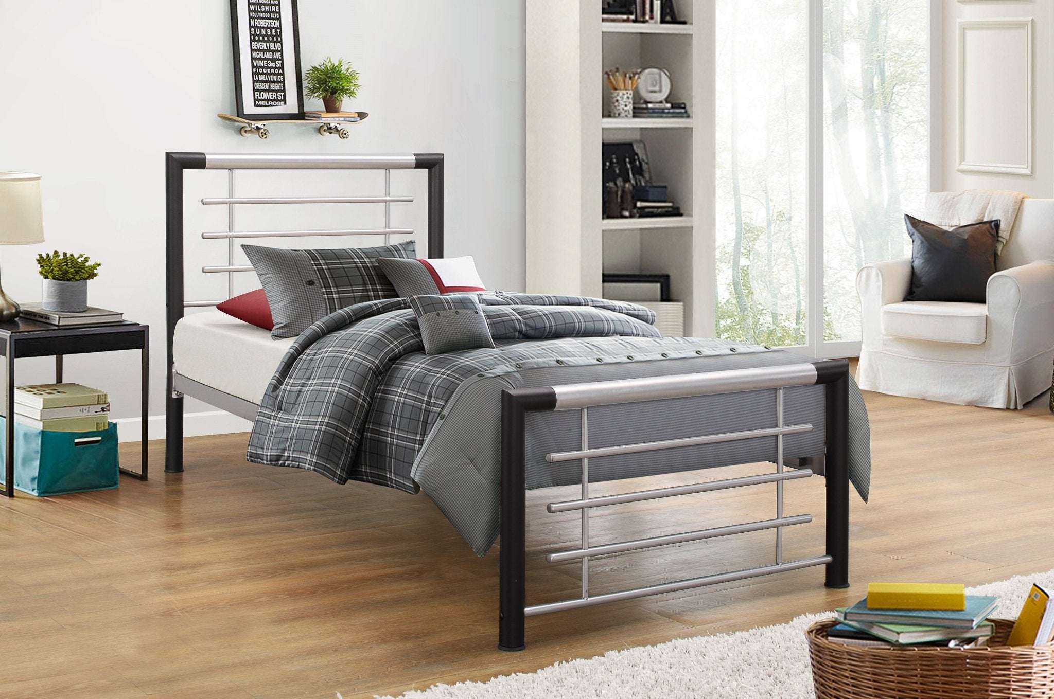 Faro Single Bed - Black & Silver - Bedzy UK modern and affordable home furniture England