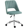 Mid Back Velvet Fabric Swivel Office Chair Scallop Shape Armless - Green