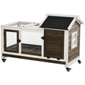 Wooden Rabbit Hutch with Wheels for Small Animals 108x58x73.5cm - Coffee