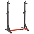 Adjustable Barbell Rack Squat Dip Stand Weight Lifting Bench Press Multi-Use Station - Black and Red