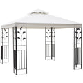 3x3m Outdoor Garden Gazebo with Vented Two-Tier Roof - Cream