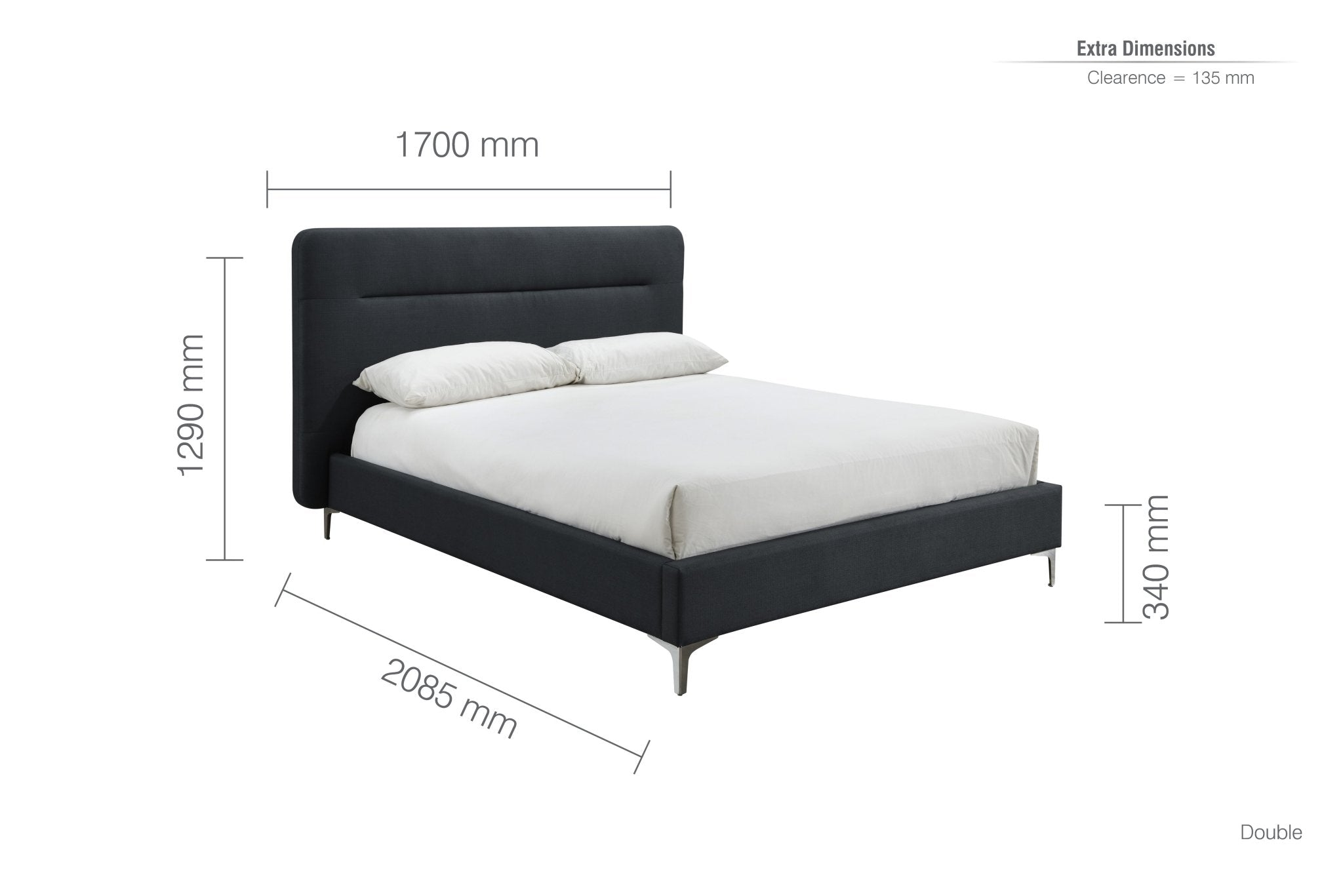 Finn Double Bed Grey - Bedzy UK modern and affordable home furniture England