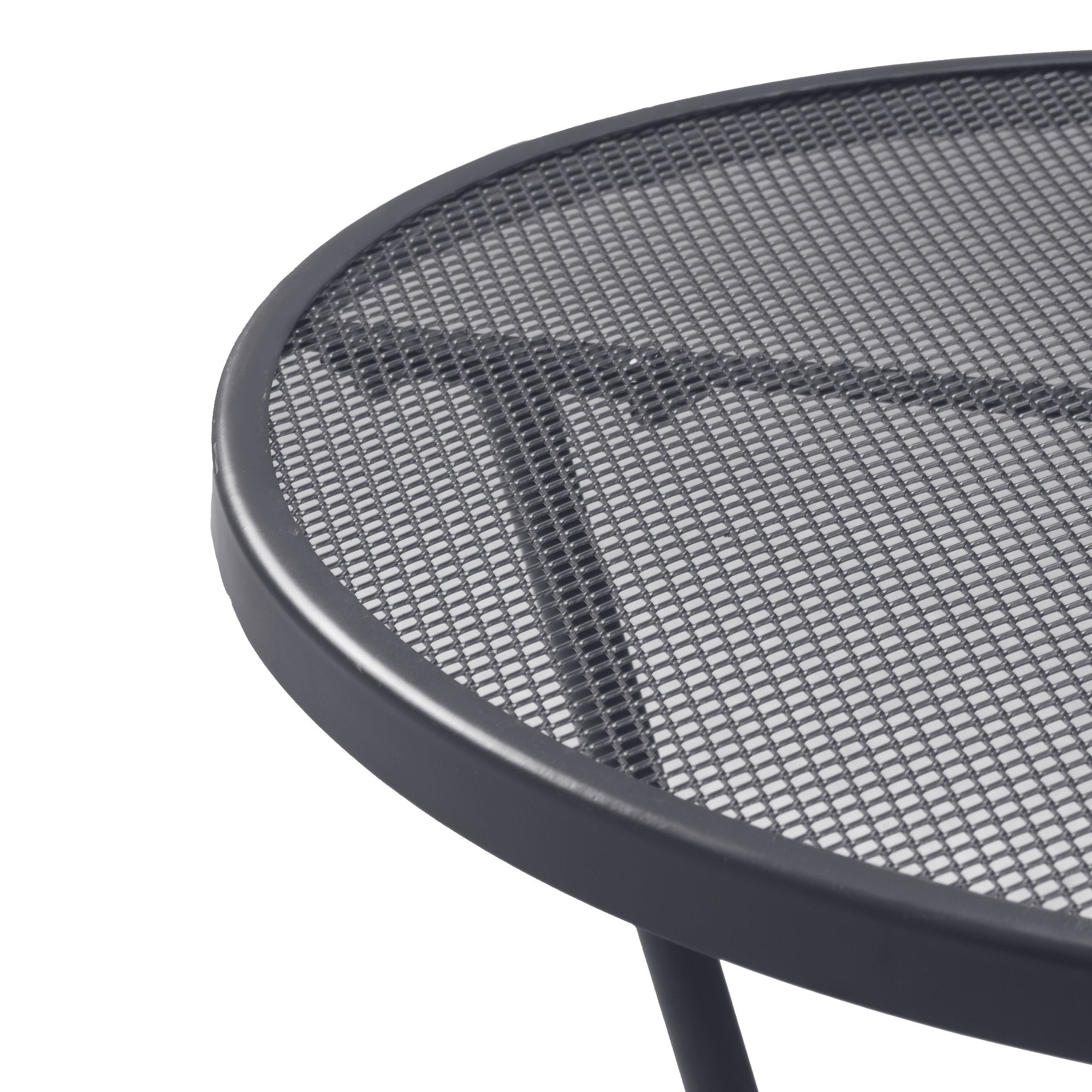 60cm Garden Round Table Metal Outside Bistro Table with Mesh Tabletop for Garden Balcony Deck, Dark grey