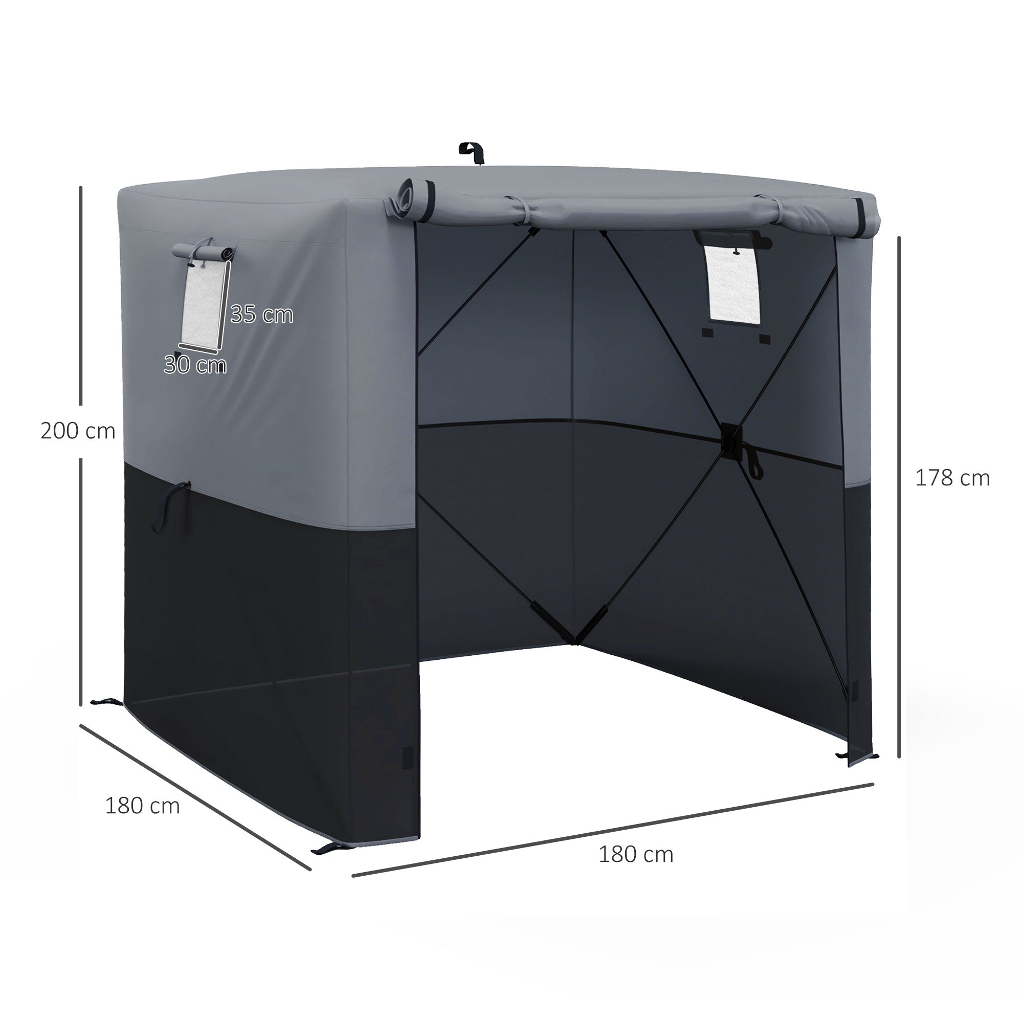 Set of 1 Pop-Up Gazebo 2x2m UV30+ Fabric - Black