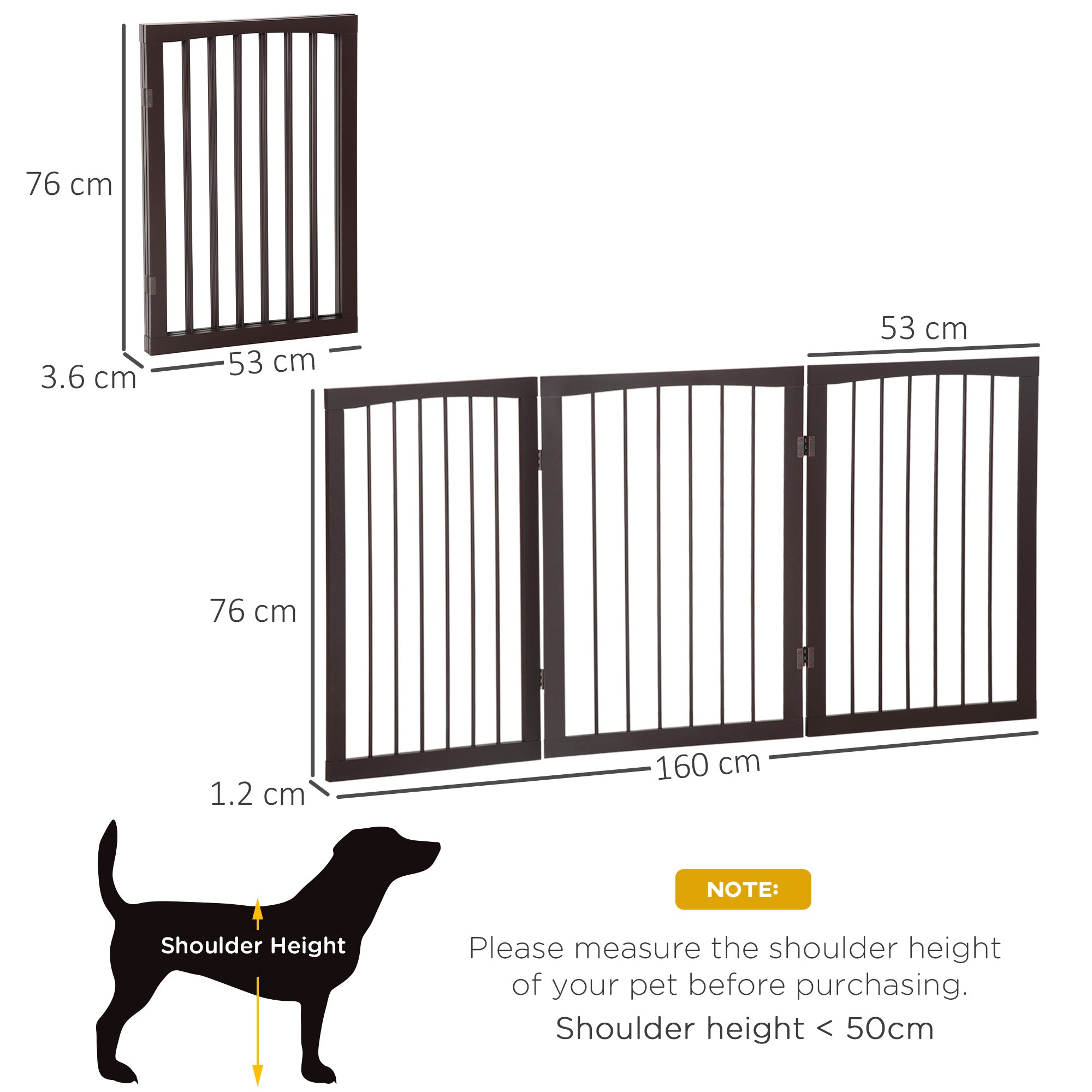 Folding 3 Panel Pet Gate Wooden Foldable Dog Fence Indoor Free Standing Safety Gate Portable Separation Pet Barrier Guard