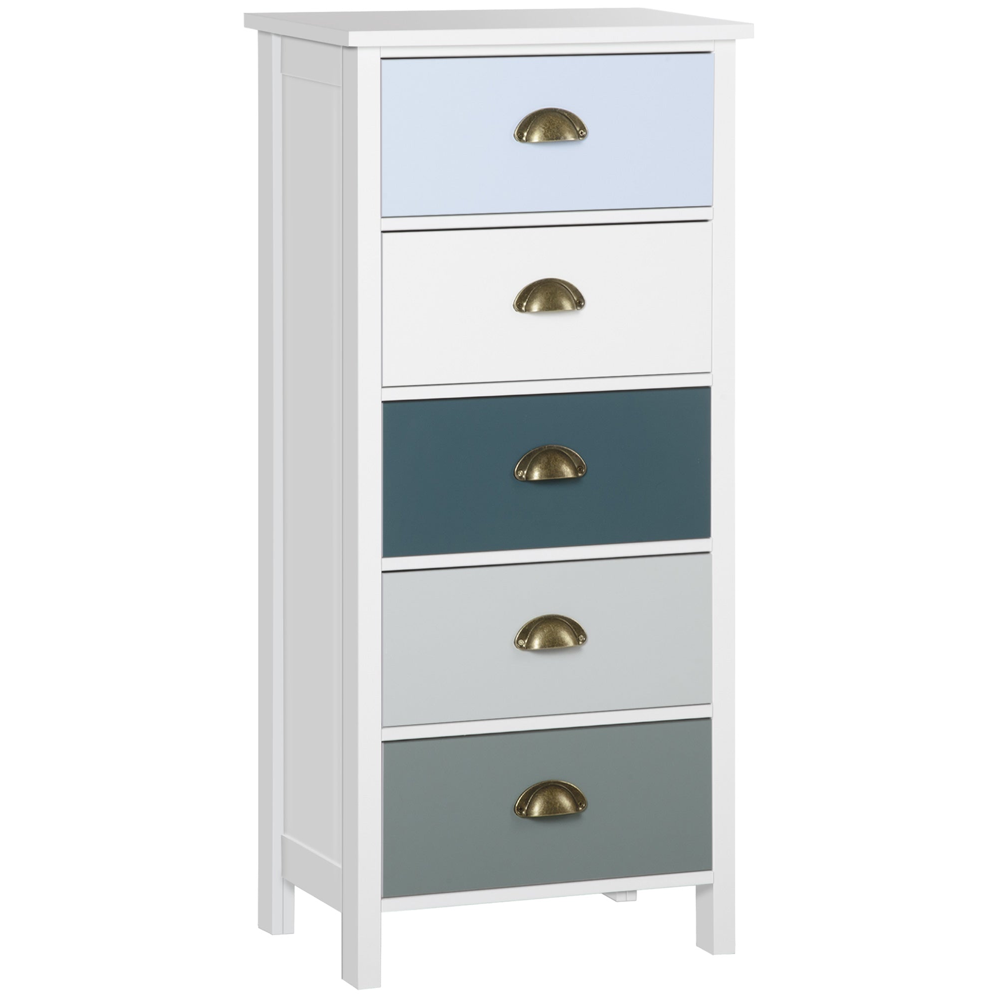 Chest of Drawers, 5-Drawer Dresser with Metal Handle, Slim Storage Organiser Unit for Living Room, Bedroom