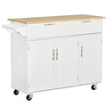 Kitchen Island Utility Cart with 2 Drawers & Cabinets for Dining Room - White