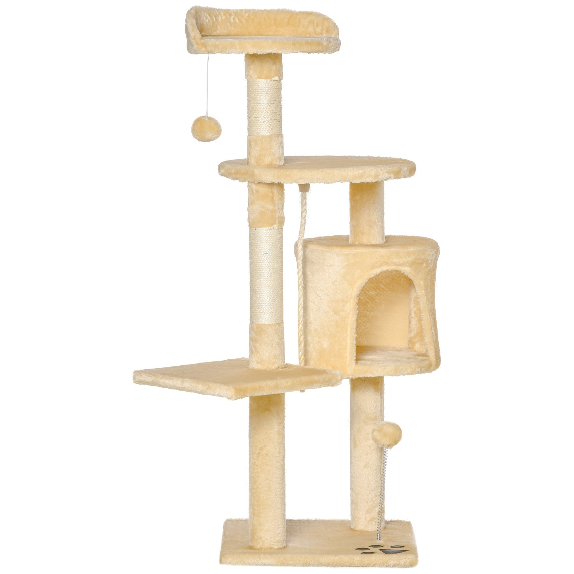 Cat Tree House, 114H cm-Beige