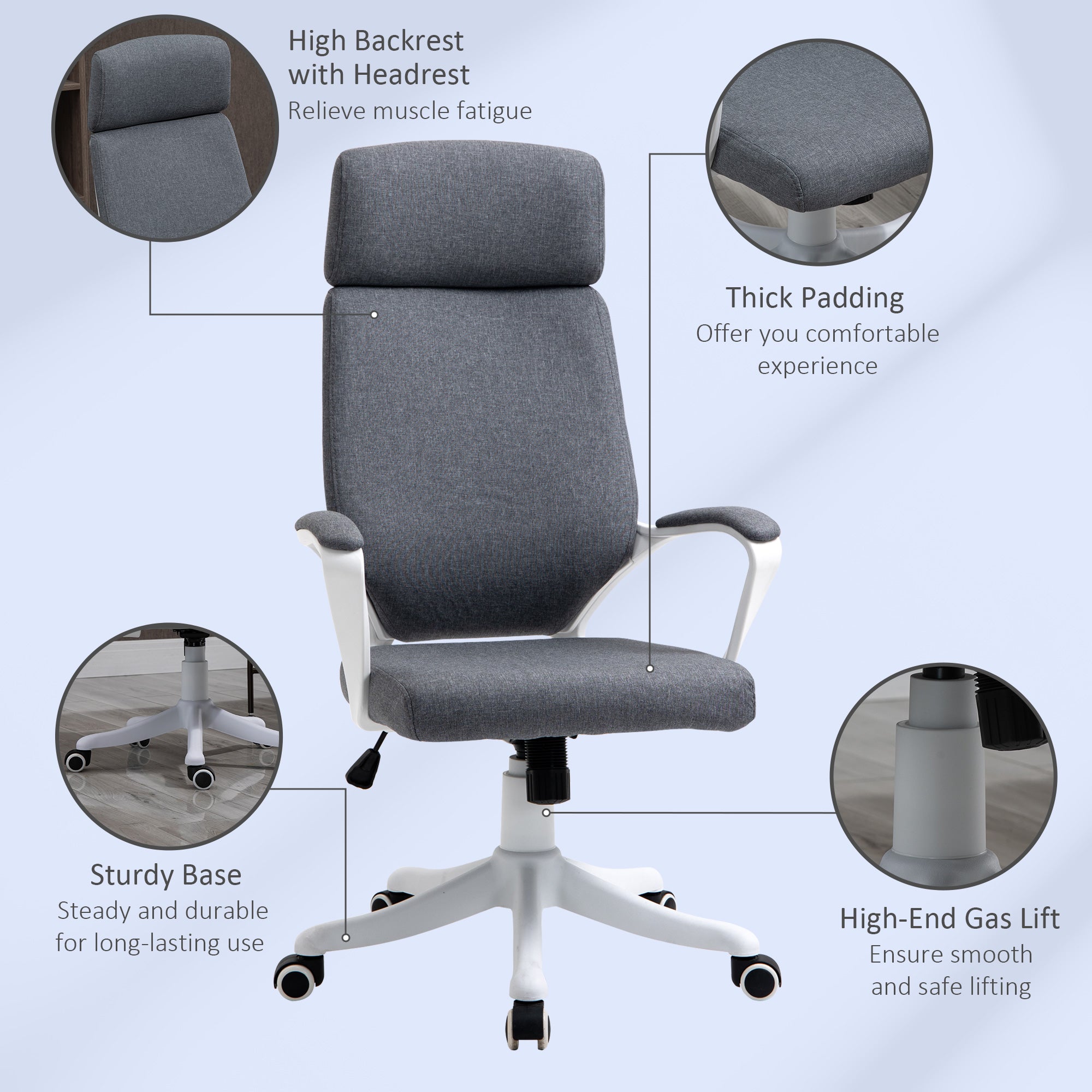 Office Chair High Back 360° Swivel Task Chair Ergonomic Desk Chair with Lumbar Back Support, Adjustable Height