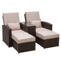 3 Piece Outdoor Rattan Sofa Set With Cushions - Brown