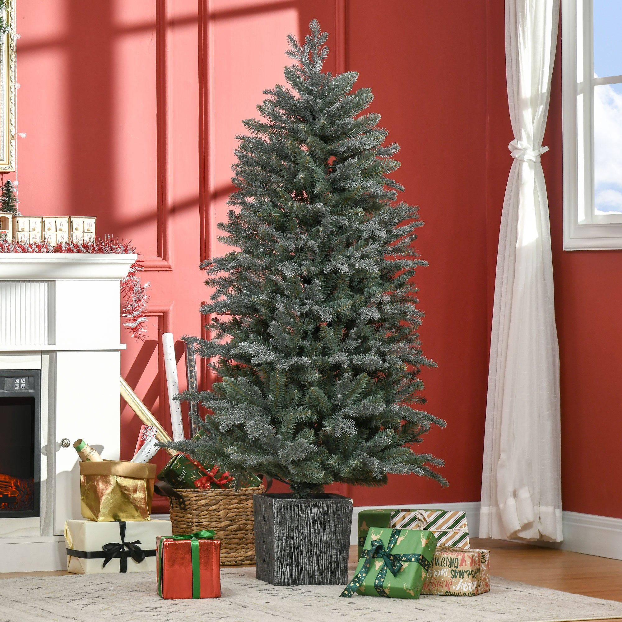 5ft Tall Artificial Christmas Tree with Realistic Branches, Pot Stand and 1140 Tips, Xmas Decoration, Green