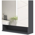 Wall Mounted Bathroom Mirror Cabinet with Adjustable Shelves - Light Grey