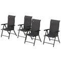 4 Piece Outdoor Folding Rattan Chair Set with Adjustable Backrest - Black