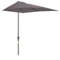 2.3m Half Round Balcony Parasol with Crank Handle UV Resistant - Grey