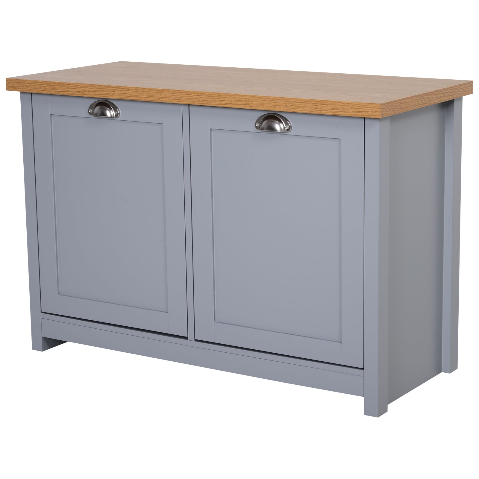 Shoe Cabinet, 2 Doors Hallway Cupboard, Storage Organiser with Shelf, Entryway Shoe Bench, Bathroom Furniture, Grey