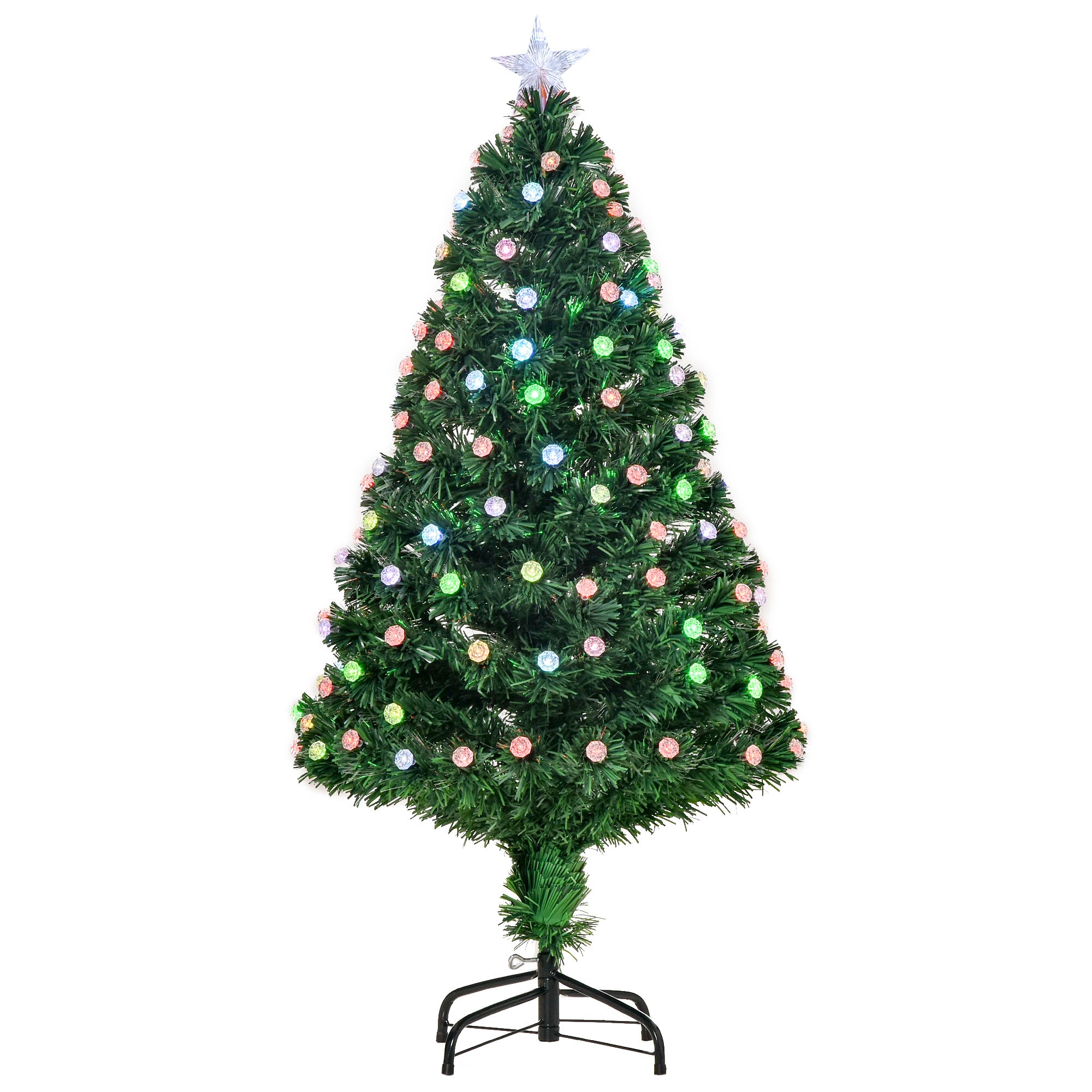 4FT Prelit Christmas Tree Artificial w/Fibre Optic Decorations LED Light Holiday Home Xmas Decoration-Green