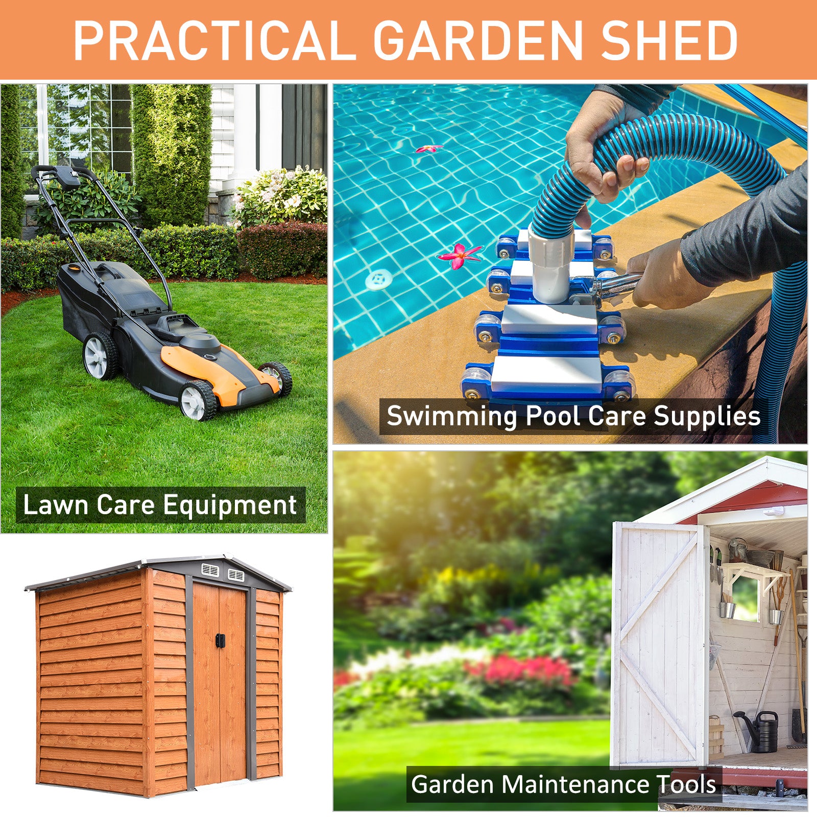 6 x 5 ft Garden Storage Shed Apex Store for Gardening Tool with Foundation and Ventilation, Brown