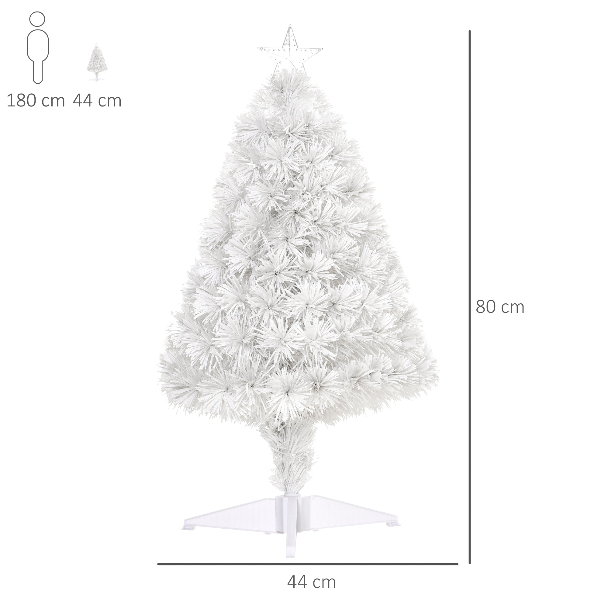 2.5FT Prelit Artificial Tabletop Christmas Tree with Fibre Optics Holiday Home Xmas Decoration for Table and Desk, White