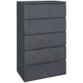 High Gloss 5-Drawer Chest of Drawers Storage Cabinet Modern Dresser - Grey