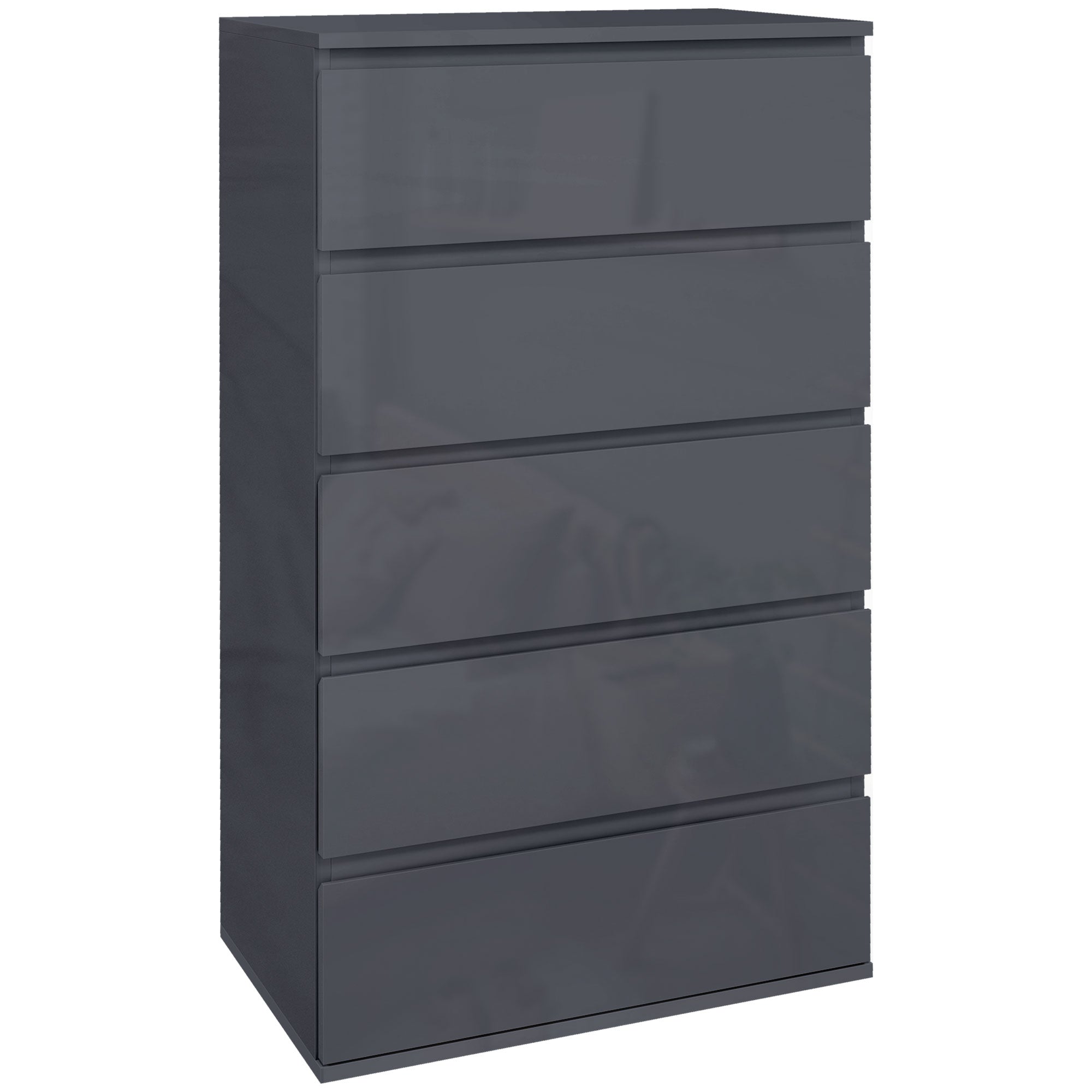 High Gloss Chest of Drawers, 5-Drawer Storage Cabinets, Modern Dresser, Storage Drawer Unit for Bedroom