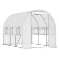 3 x 2 x 2m Walk-In Polytunnel Greenhouse with PE Cover & Mesh Windows - White