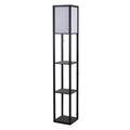 Modern 4-Tier Shelf Floor Lamp with Soft Light and Storage - Black & White