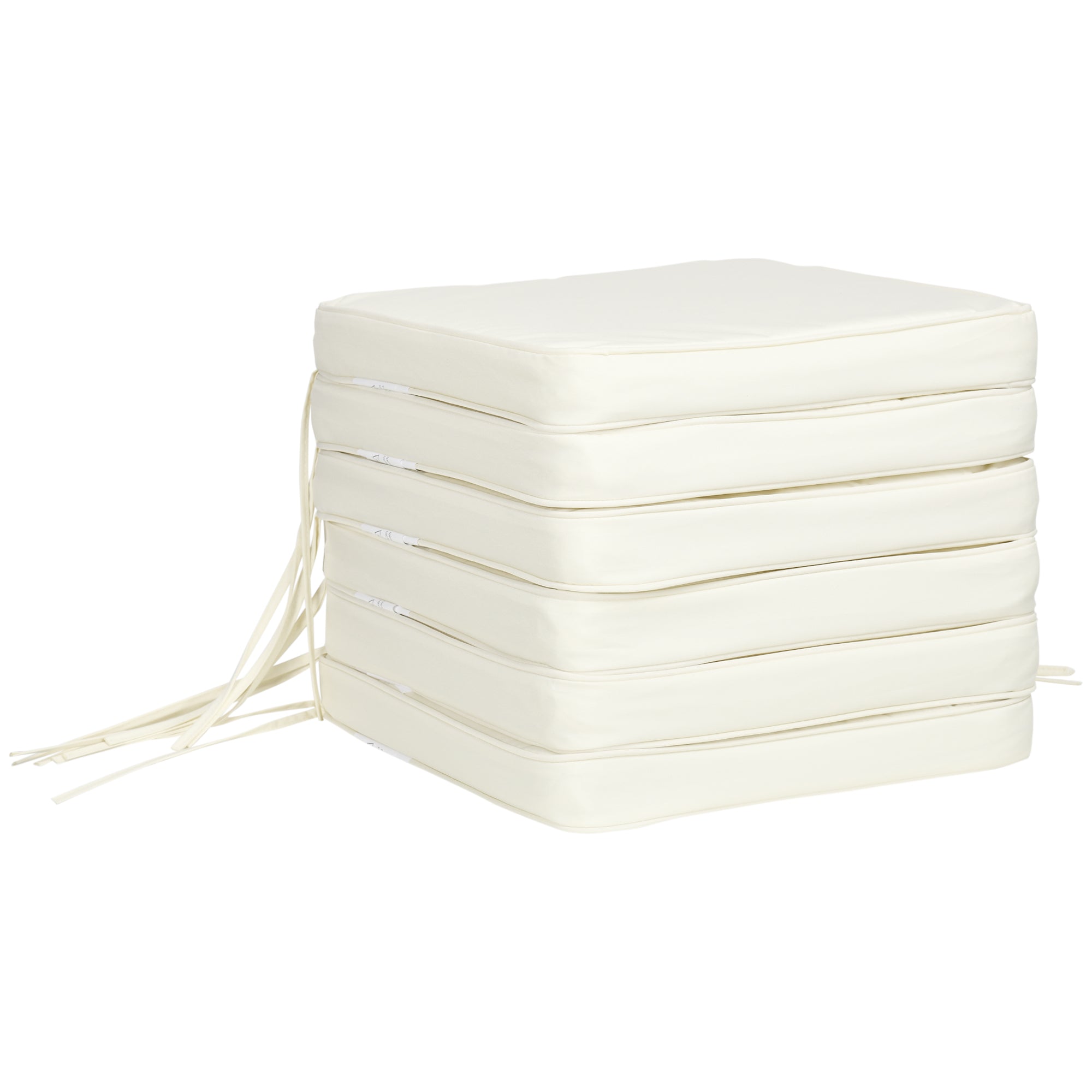 Set of 6 Chair Cushions with Tie Fastenings - Cream White
