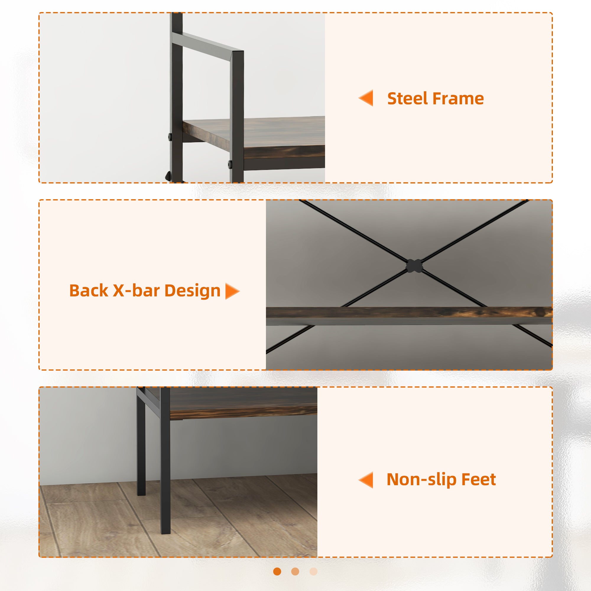 Kitchen Bakers Rack, Microwave Stand, Coffee Bar with 5 Shelves and 5 Hooks for Dining Room, Shoe Racks for Entryway