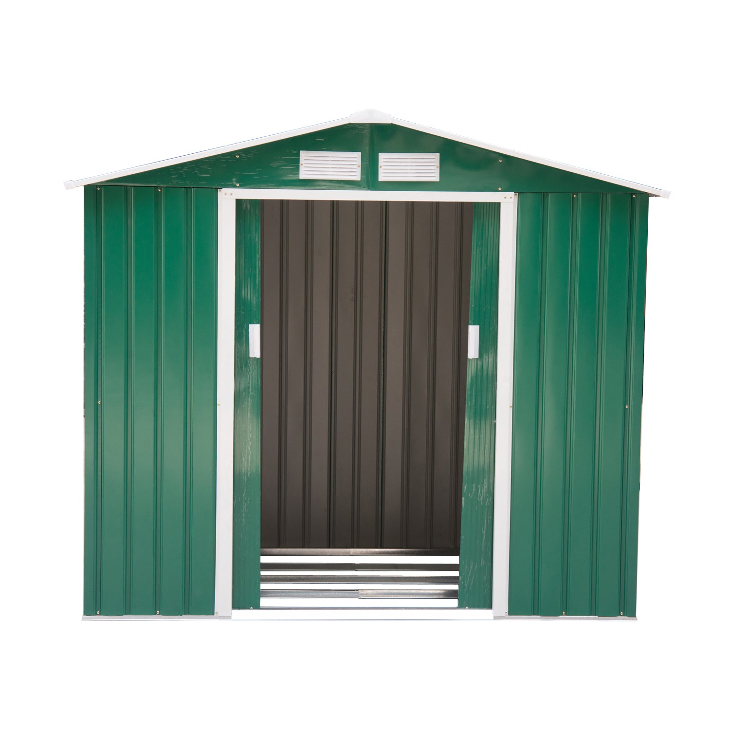 7ft x 4ft Lockable Garden Shed Large Patio Roofed Tool Metal Storage Building Foundation Sheds Box Outdoor Furniture, Green