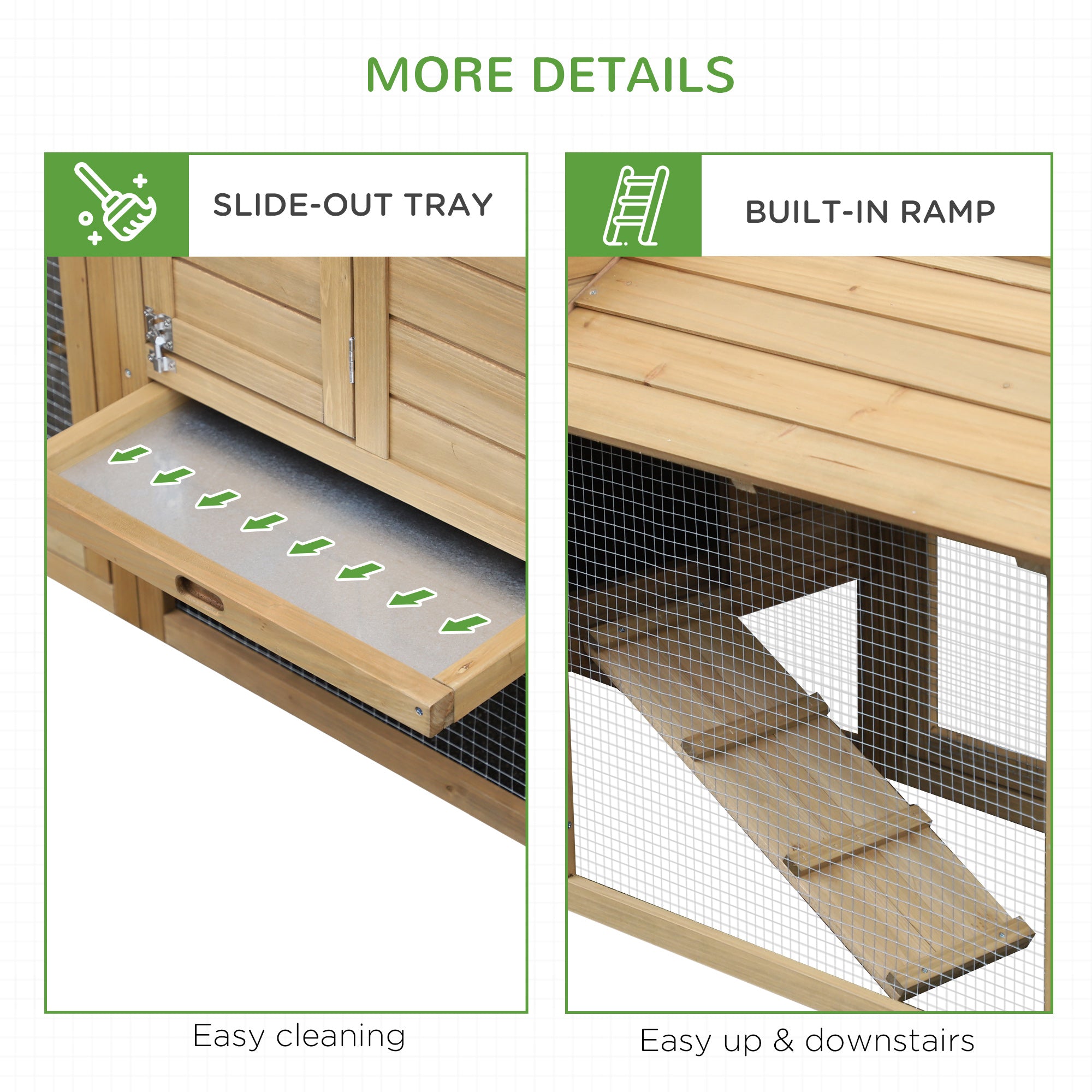 Chicken Coop Hen Cage Small Animal Hutch Nesting Box w/Outdoor Run 150.5 x 54 x 87 cm