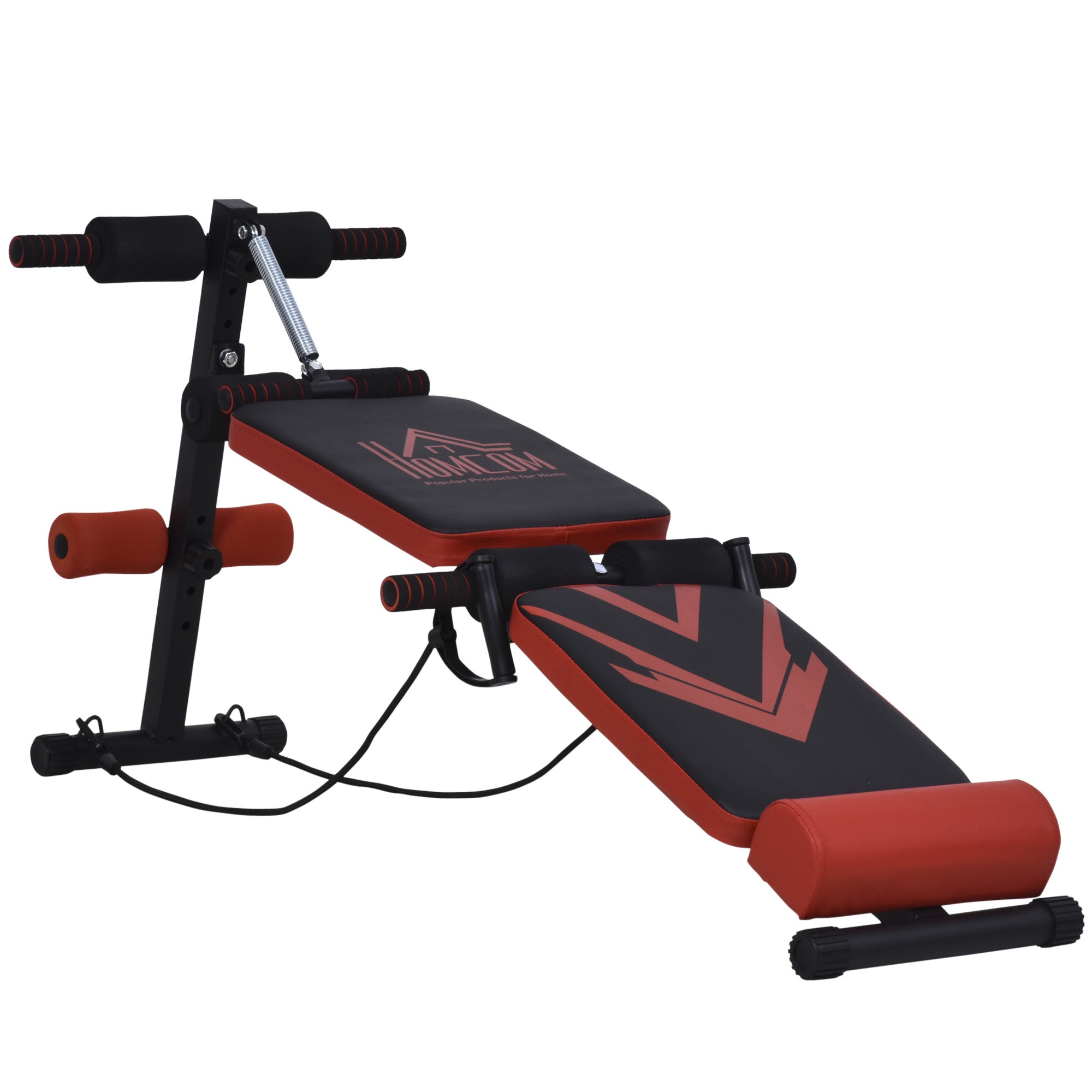 Multifunctional Sit Up Bench Foldable Exercise Weight Bench w/ Elastic Rope