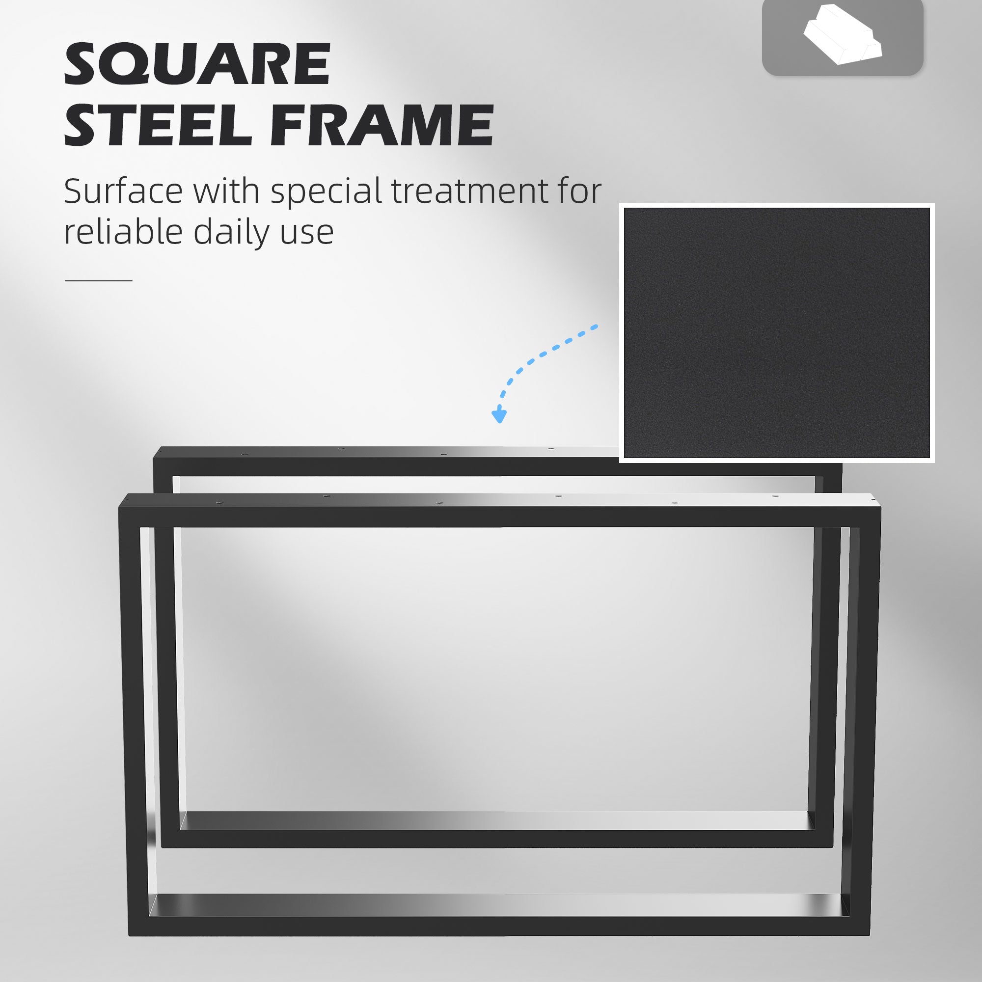 Metal Table Legs Set of 2, Square DIY Furniture Table Legs with Screws and Floor Protectors, Industrial Coffee Table Legs for DIY Chair, Black