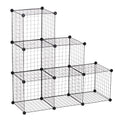DIY 6 Cube Metal Wire Interlocking Storage Cabinet Organizer Shelves - Black