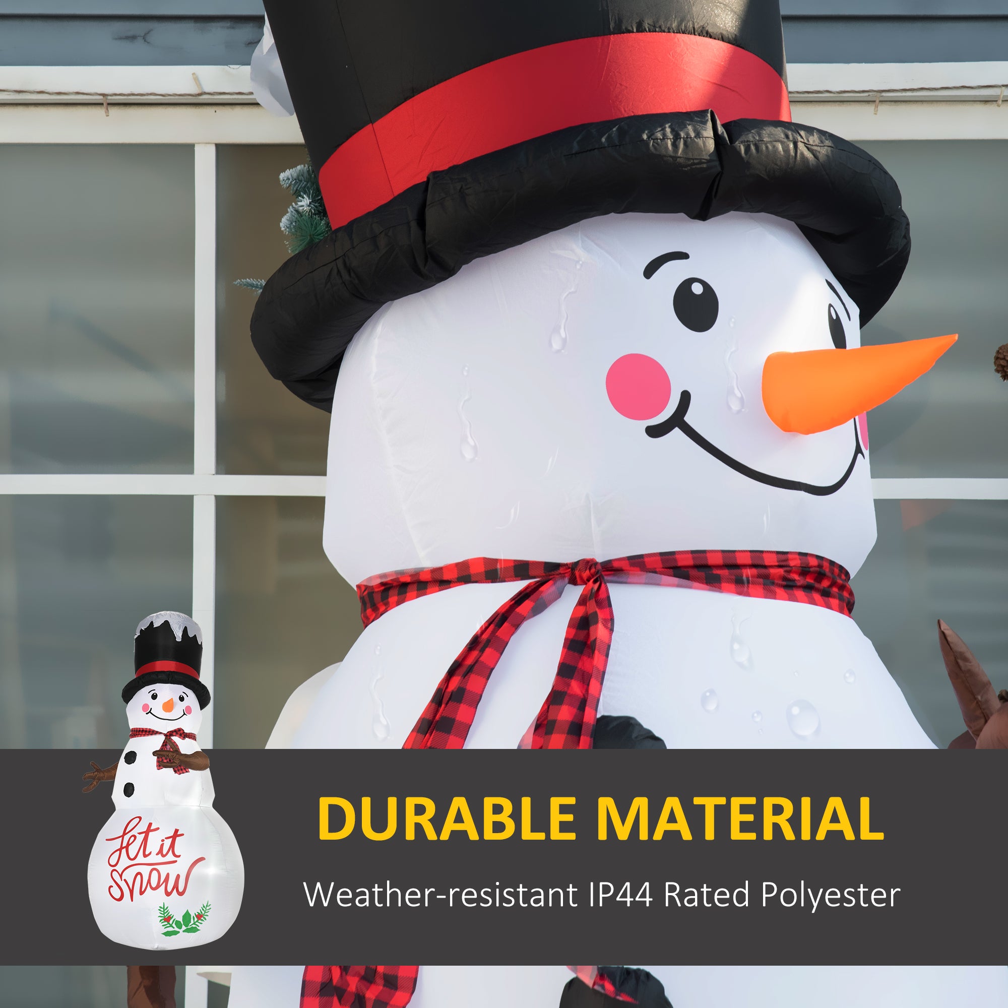 8ft Inflatable Christmas Snowman with Black Hat and Red Scotch Scarf, Blow-Up Outdoor LED Yard Display for Lawn Garden Party