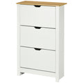 Slim Narrow Shoe Cabinet with 3 Flip Drawers and Adjustable Shelves for 18 Pairs - White