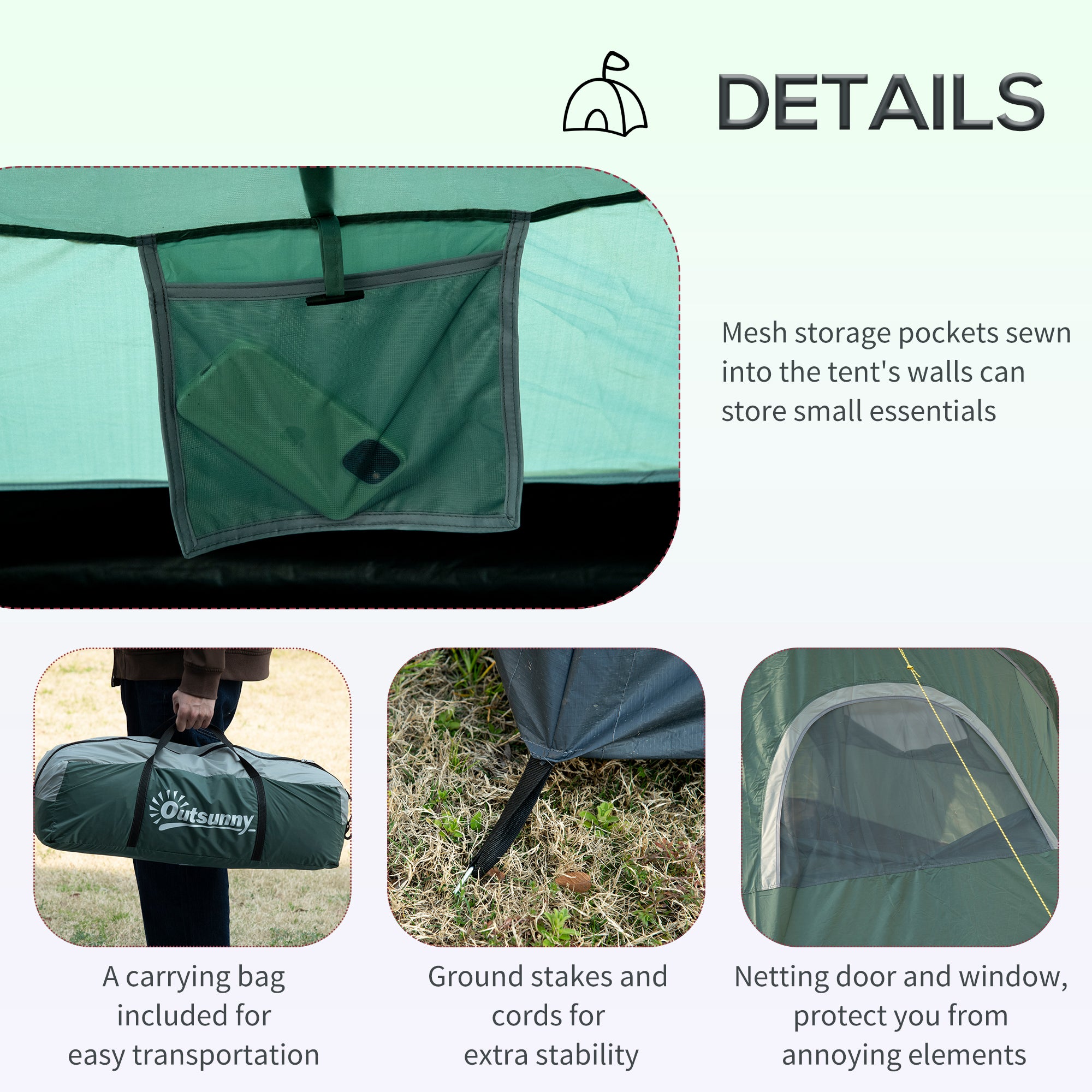 5-6 Person Dome Camping Tent with UV Protection and Water Resistance - Dark Green