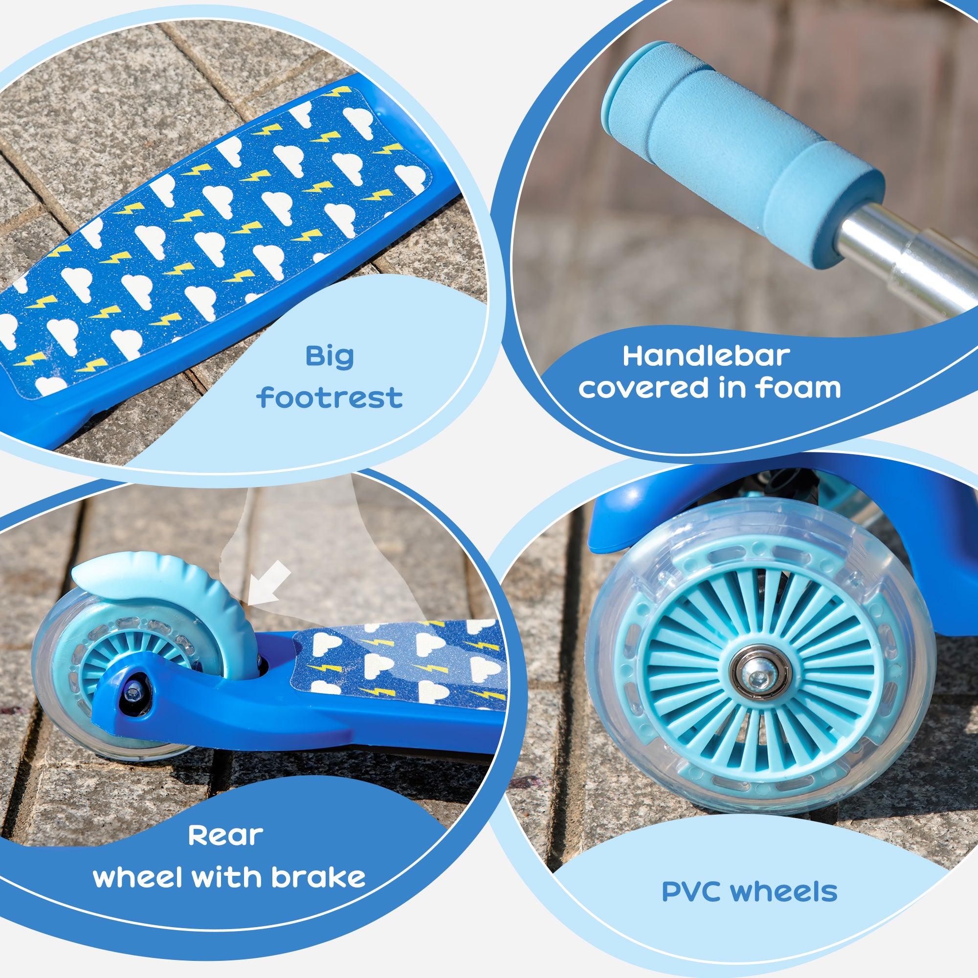 Scooter for Kids Toddler Foldable Kick Scooter with 3 Wheel Adjustable Height Flashing Wheels for Boys and Girls 3-8 Years Blue